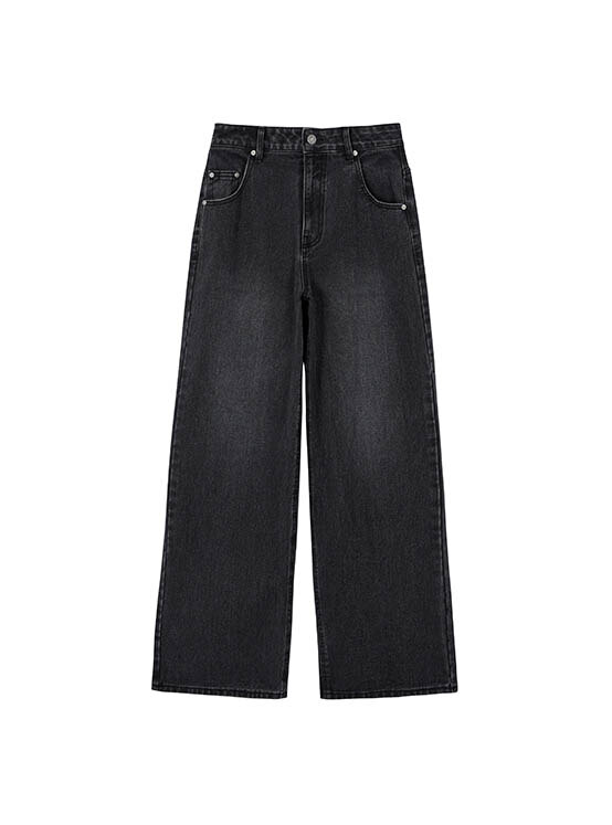 Wide Denim Pants in Black VJ3WL382-10