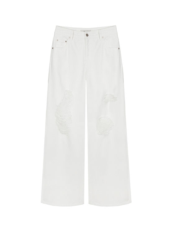 Destroyed Color Denim Pants in White VJ4ML172-01