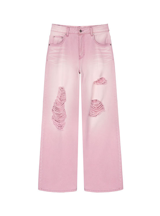 Destroyed Color Denim Pants in Pink VJ4ML172-72
