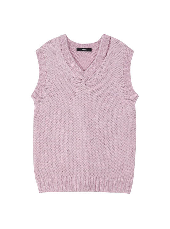 Fluffy Knit Vest in Lavender VK3AV156-50