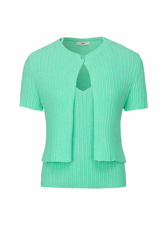 Sleeveless SET Knit Cardigan in Green VK4MD253-32