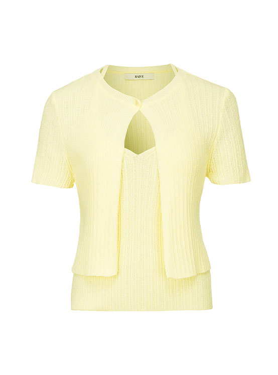 Sleeveless SET Knit Cardigan in L/Yellow VK4MD253-9C