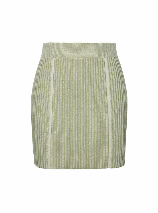 Ribbed Knit Mini Skirt in Olive VK4MS260-41
