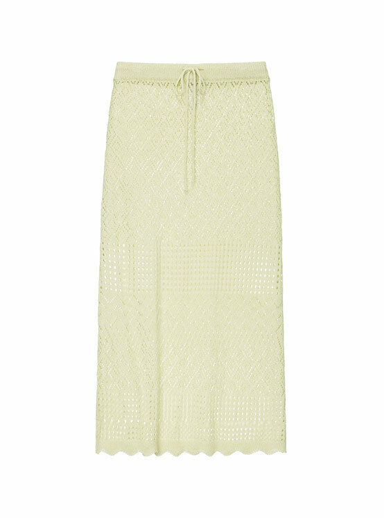 Punching Knit Long Skirt in Y/Green VK4MS261-3E