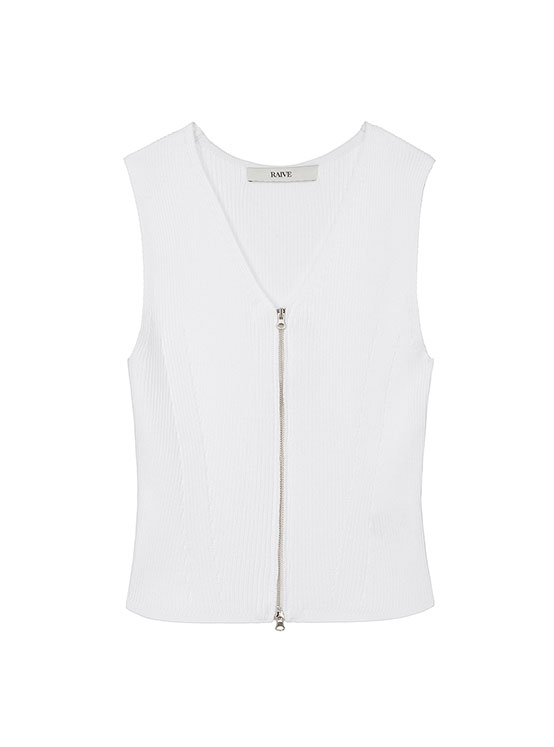 Solid Knit Vest in White VK4MV252-01