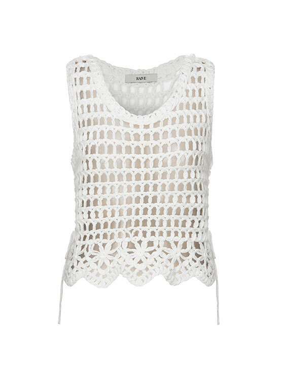 Flower Crochet Knit Vest in White VK4MV256-01