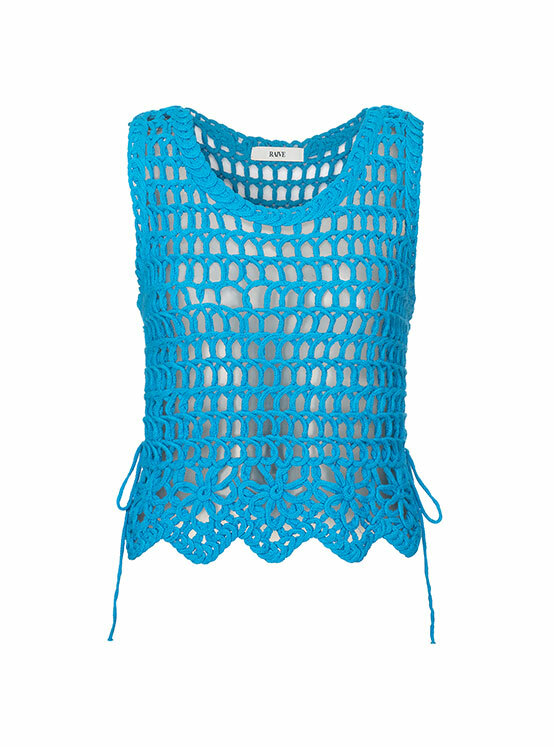Flower Crochet Knit Vest in Blue VK4MV256-22