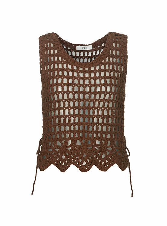 Flower Crochet Knit Vest in Brown VK4MV256-93