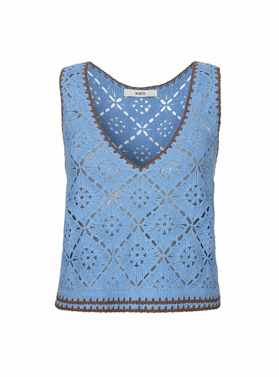 [7/5 예약배송] Crochet Knit Vest in Blue VK4MV257-22