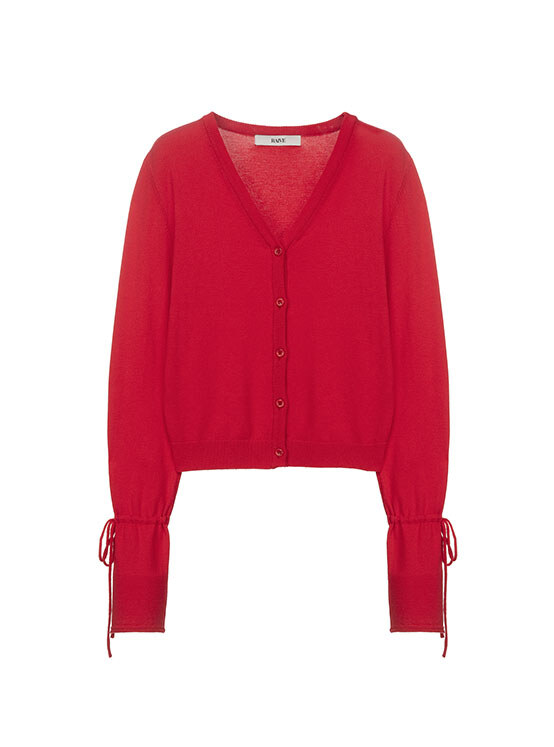 Button V-neck Knit Cardigan in Red VK4SD071-63