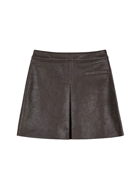 Leather Mini Skirt in Khaki VL3AS321-42