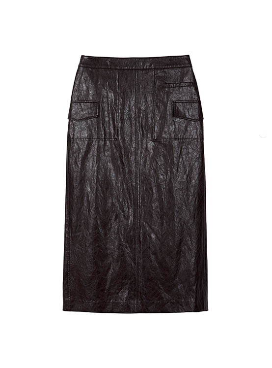 Leather H-line Skirt in Wine VL3AS324-83