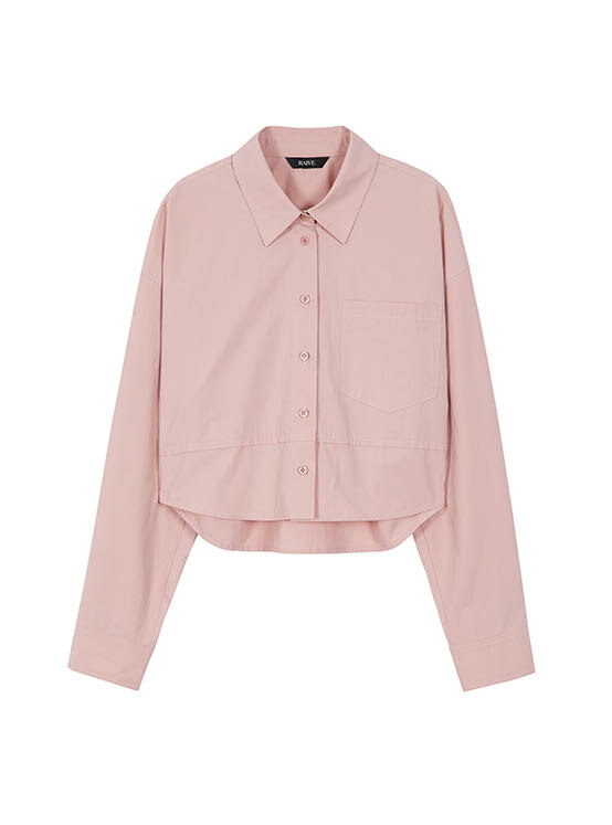 Pocket Cropped Shirt in Pink VW3AB202-72