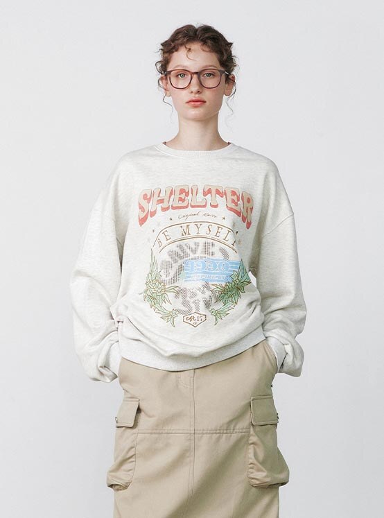 Shelter Graphic Sweatshirt in Oatmeal VW3AE104-9L