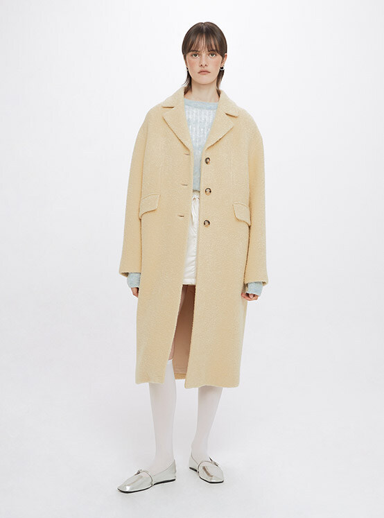 Boucle Long Coat in Yellow VW3WH020-52