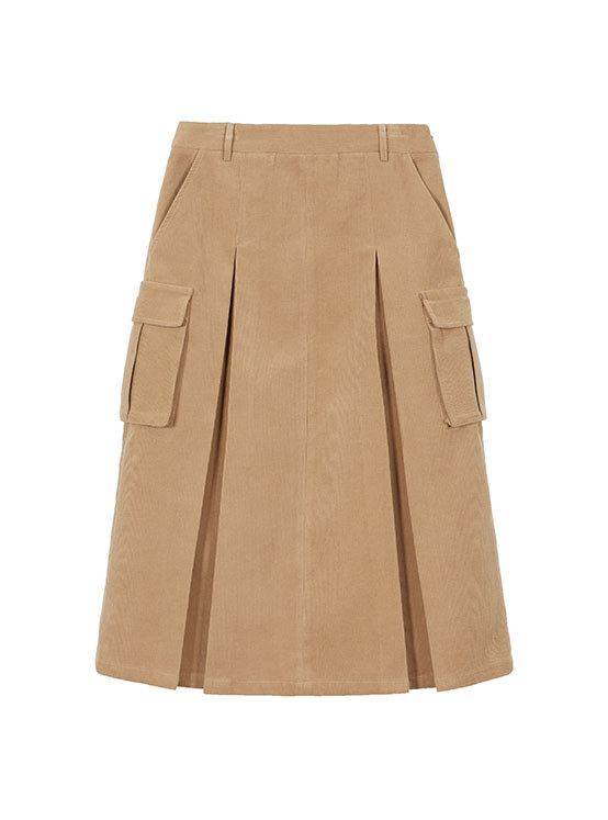 Corduroy Pocket Skirt in Camel VW3WS332-92