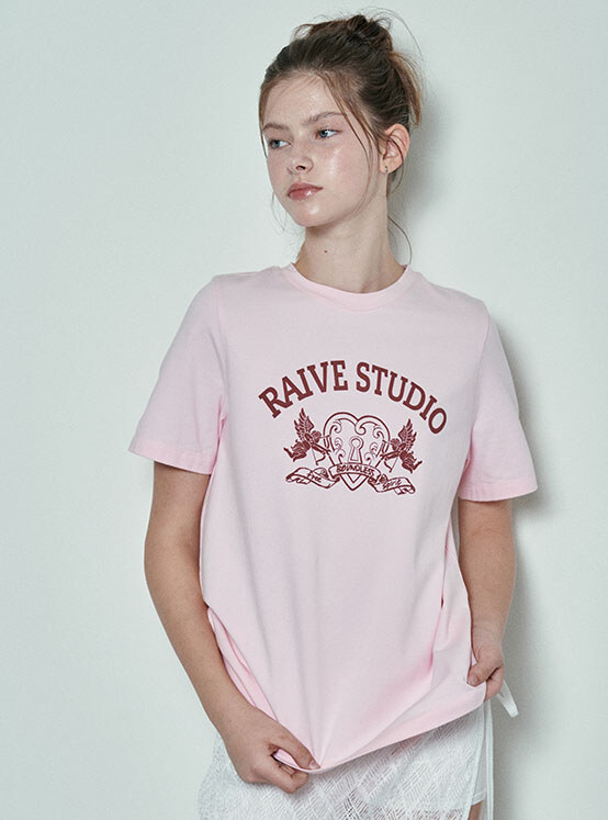 RAIVE STUDIO Angel Graphic T-shirt in Pink VW4ME054-72