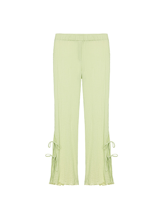 Ribbon Slit Pleats Pants in Green VW4ML176-32