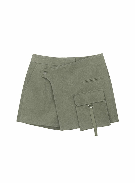 Wrap Pocket Skirt Pants in Khaki VW4ML183-42