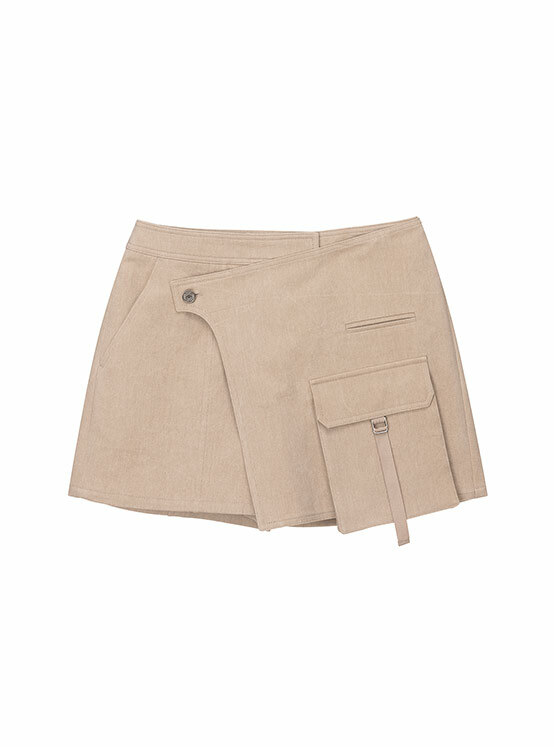 Wrap Pocket Skirt Pants in Beige VW4ML183-91