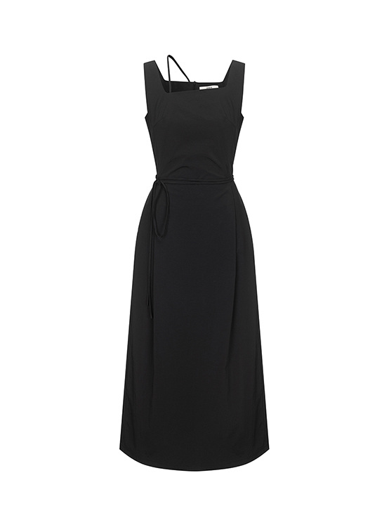 Unbalanced Strap Long Dress in Black VW4MO220-10
