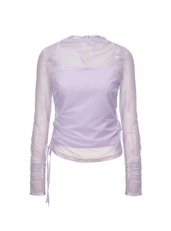 [3/8 예약배송] Side Shirring Layered Blouse in Lavender VW4SE020-50