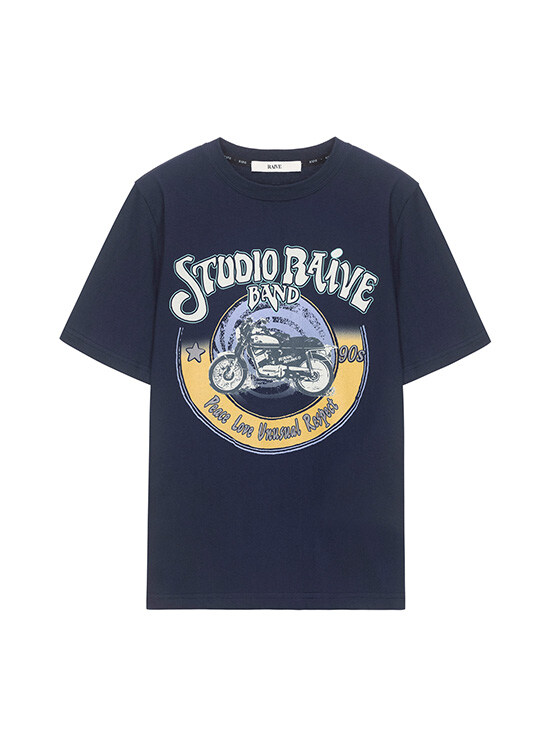Bicycle Band T-Shirt in Navy VW4ME049-23
