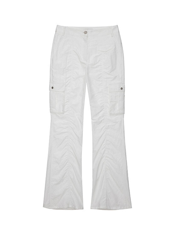 Cargo Shirring Pants in White VW4SL142-01