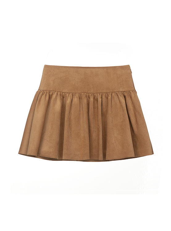 Suede Flare Skirt in Camel VW4SS123-92