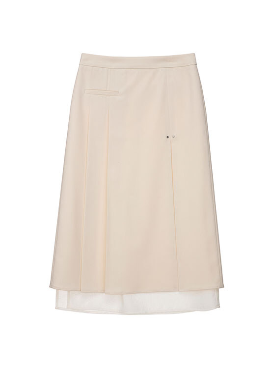 Pleats Skirt in E|Beige VW4SS124-9F