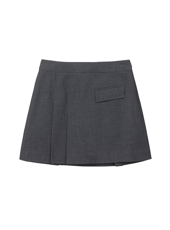 Pleats Mini Skirt in Grey VW4SS125-12