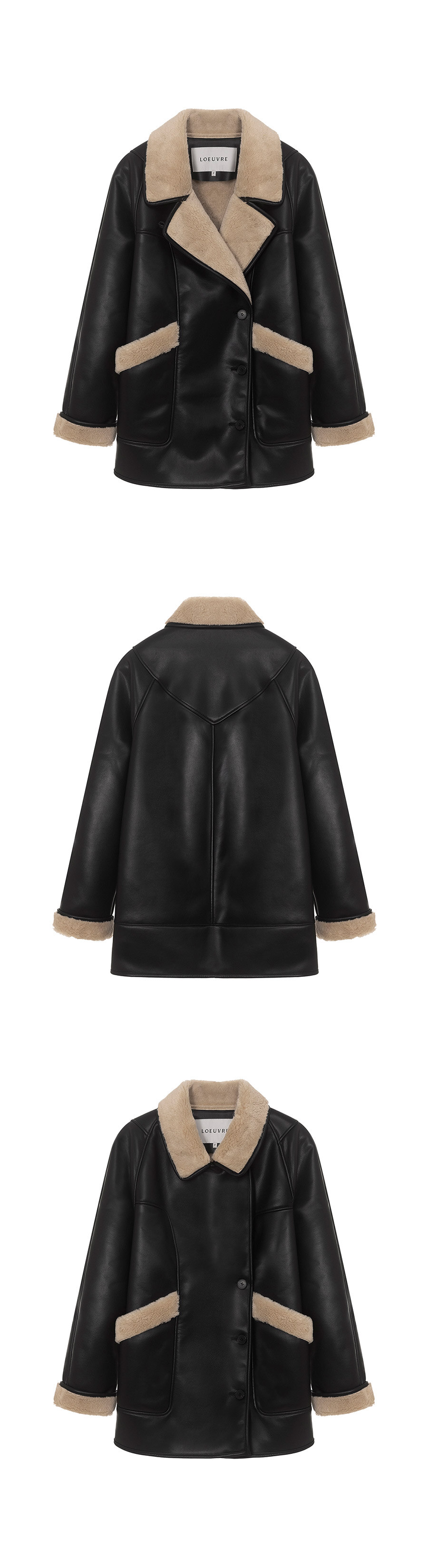 【LOEUVRE】Faux Leather Shearling coat-Jacket ★人気★追跡付 61AyMwt9PlL._AC_SX466_.jpg