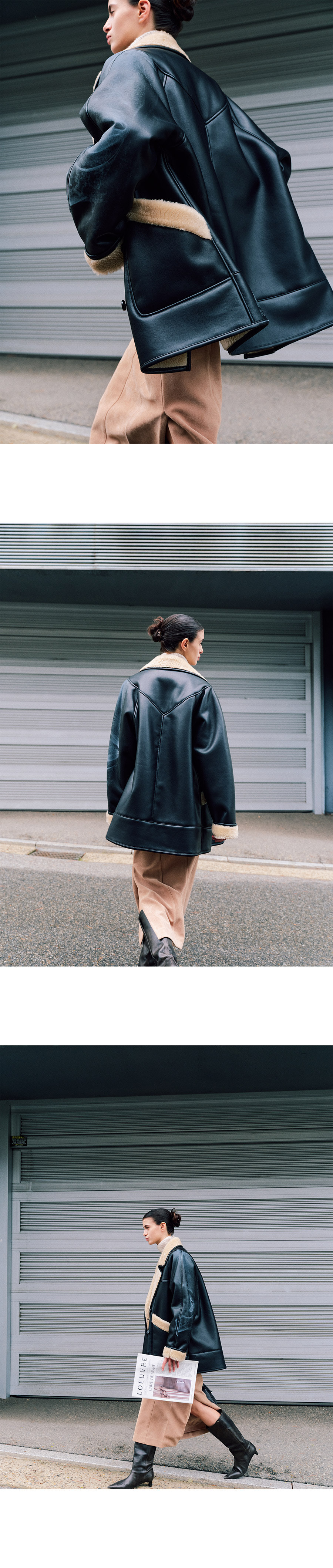 Faux Leather Shearling coat-Jacket SM4WJ934-10 - LOEUVRE