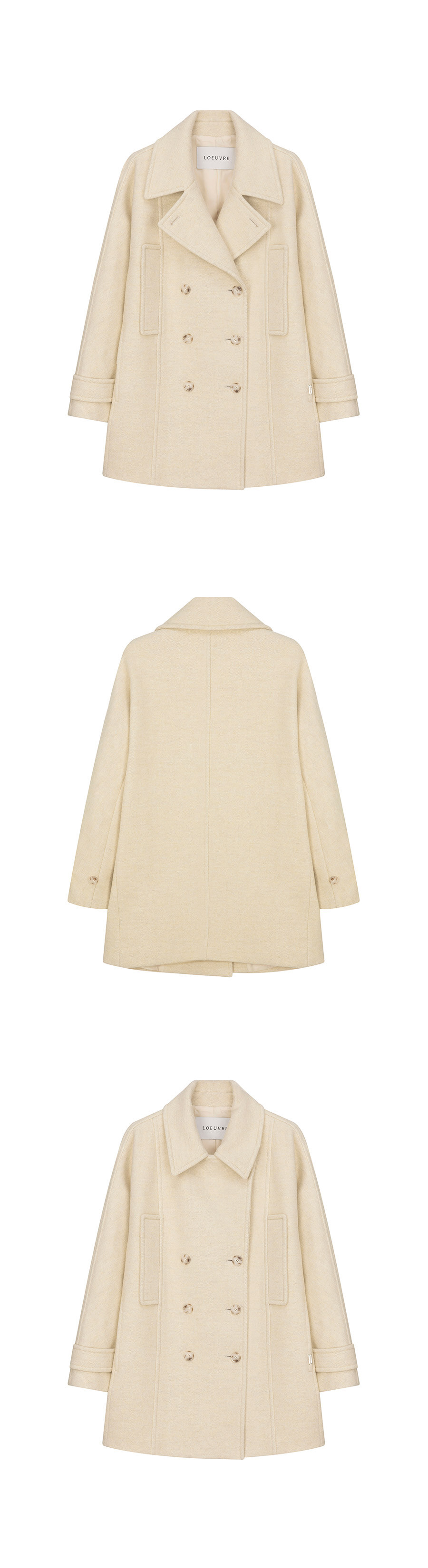 ★LOEUVRE★ Half Double Pea Coat SW4WH9119L Half Double Pea-Coat SW4WH911-9C - LOEUVRE