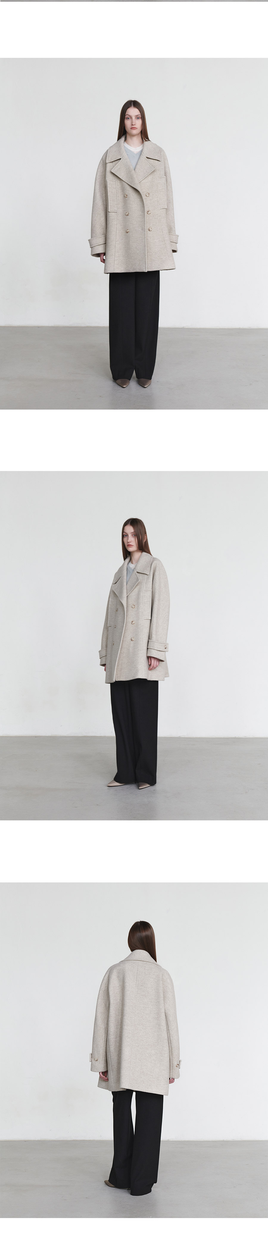 コート LOEUVRE Half Double Pea Coat SW4WH9119L Half Double Pea Coat SW4WH911-9L - LOEUVRE