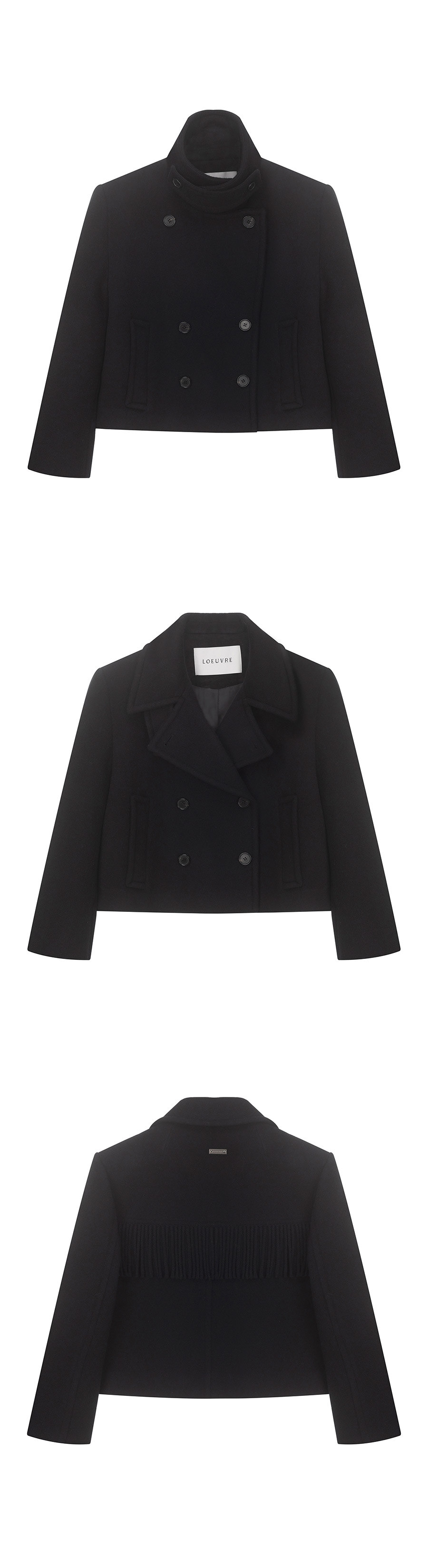 Cropped Wool Fringe Pea Coat SW4WJ917-10 - LOEUVRE