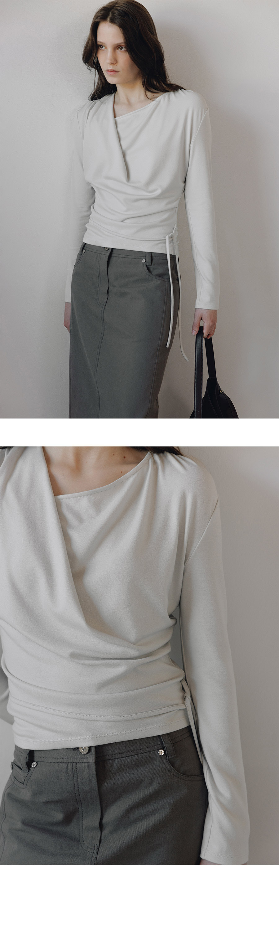 Draped String T-shirt SW6SE641_3color - LOEUVRE