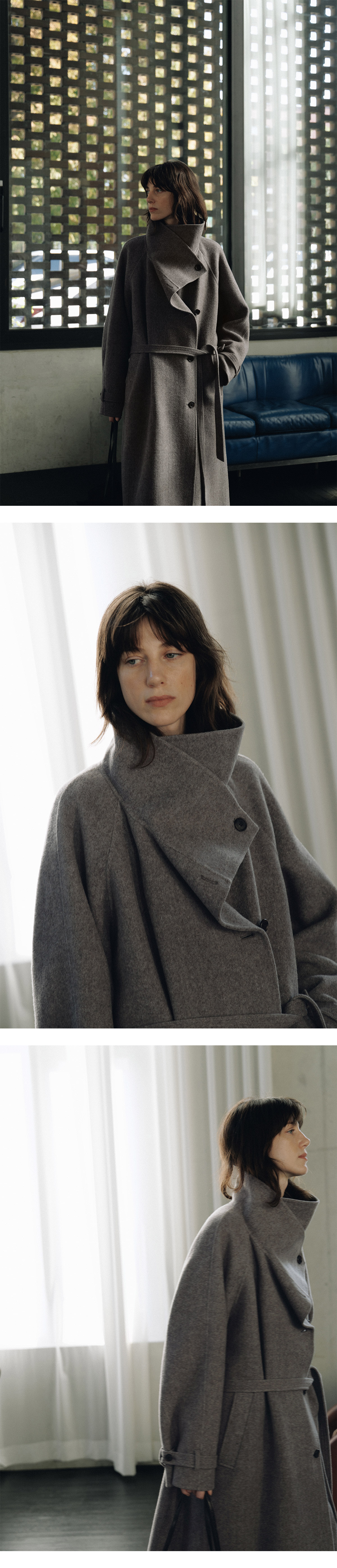 [10/30 예약배송]Draped High-Neck Handmade Long Coat SW6WH903-13 - LOEUVRE