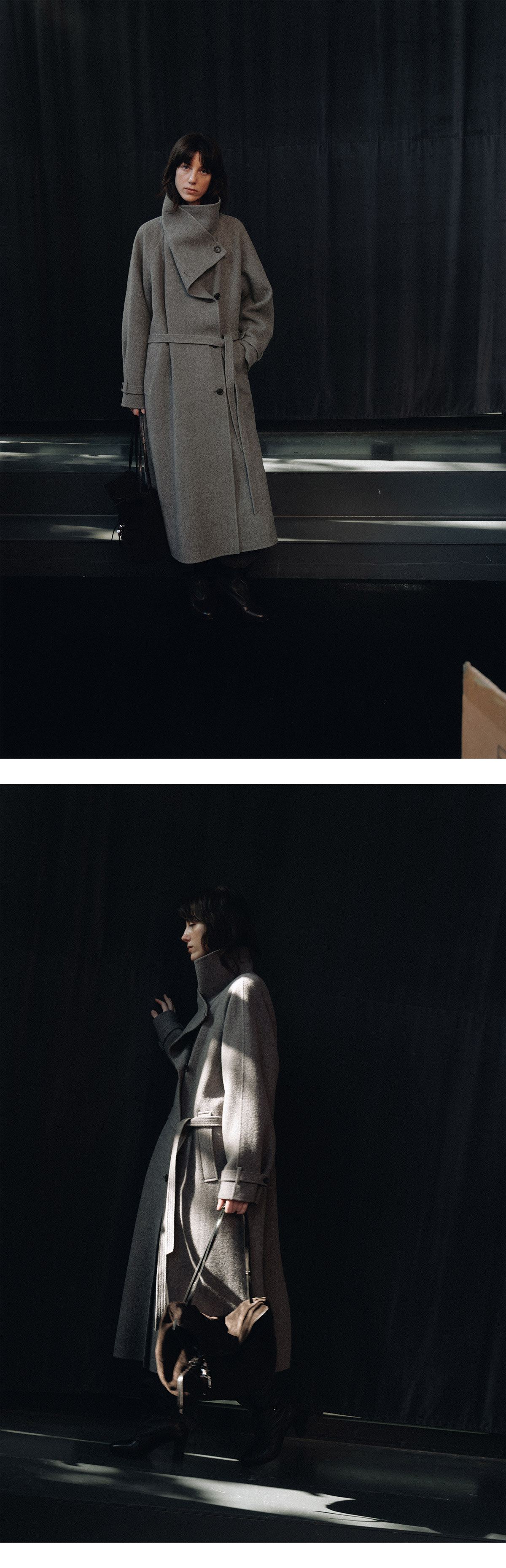 [10/30 예약배송]Draped High-Neck Handmade Long Coat SW6WH903-13 - LOEUVRE