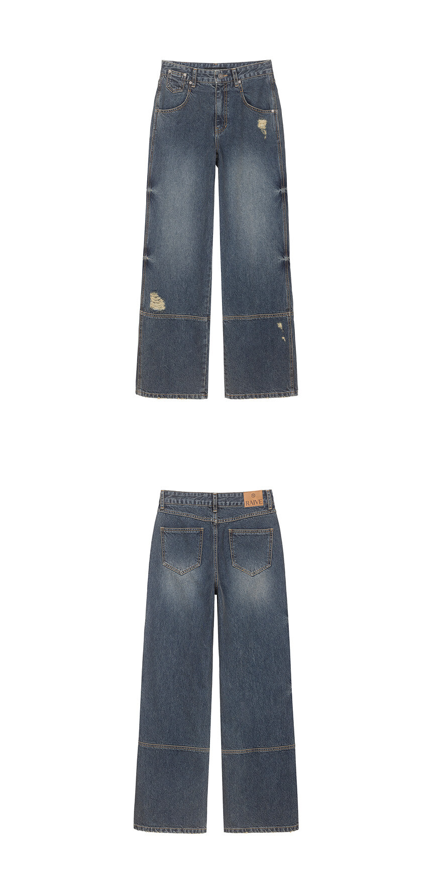 ★RAIVE★ Vintage Washing Wide Denim Pants in Blue VJ4AL3832 Vintage Washing Wide Denim Pants in Blue VJ4AL383-22 - 레이브