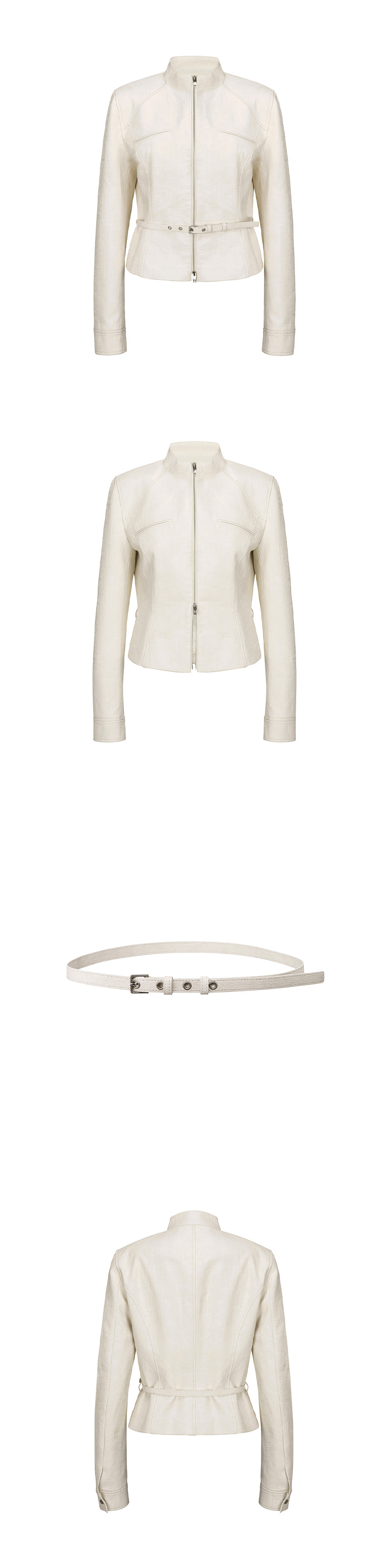 ★RAIVE★ Leather Slim Racing Jacket in Ivory VL4AJ09103 Leather Slim Racing Jacket in Ivory VL4AJ091-03 - 레이브
