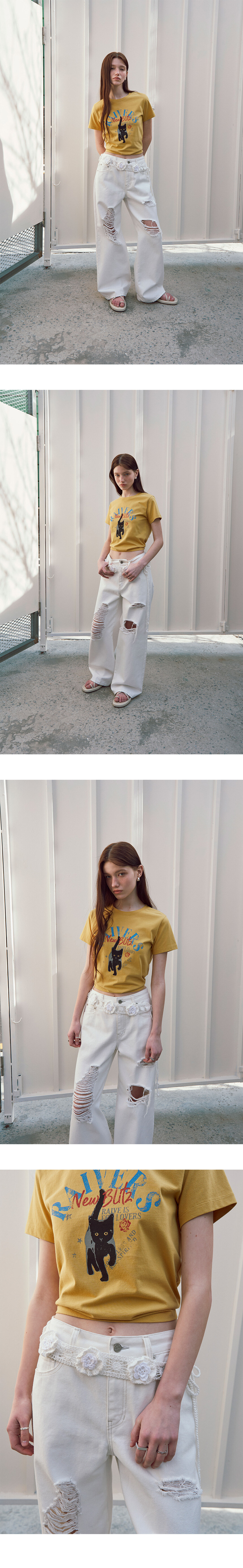 ★RAIVE★ Destroyed Color Denim Pants in White VJ4ML17201 Destroyed Color Denim Pants in White VJ4ML172-01 - RAIVE