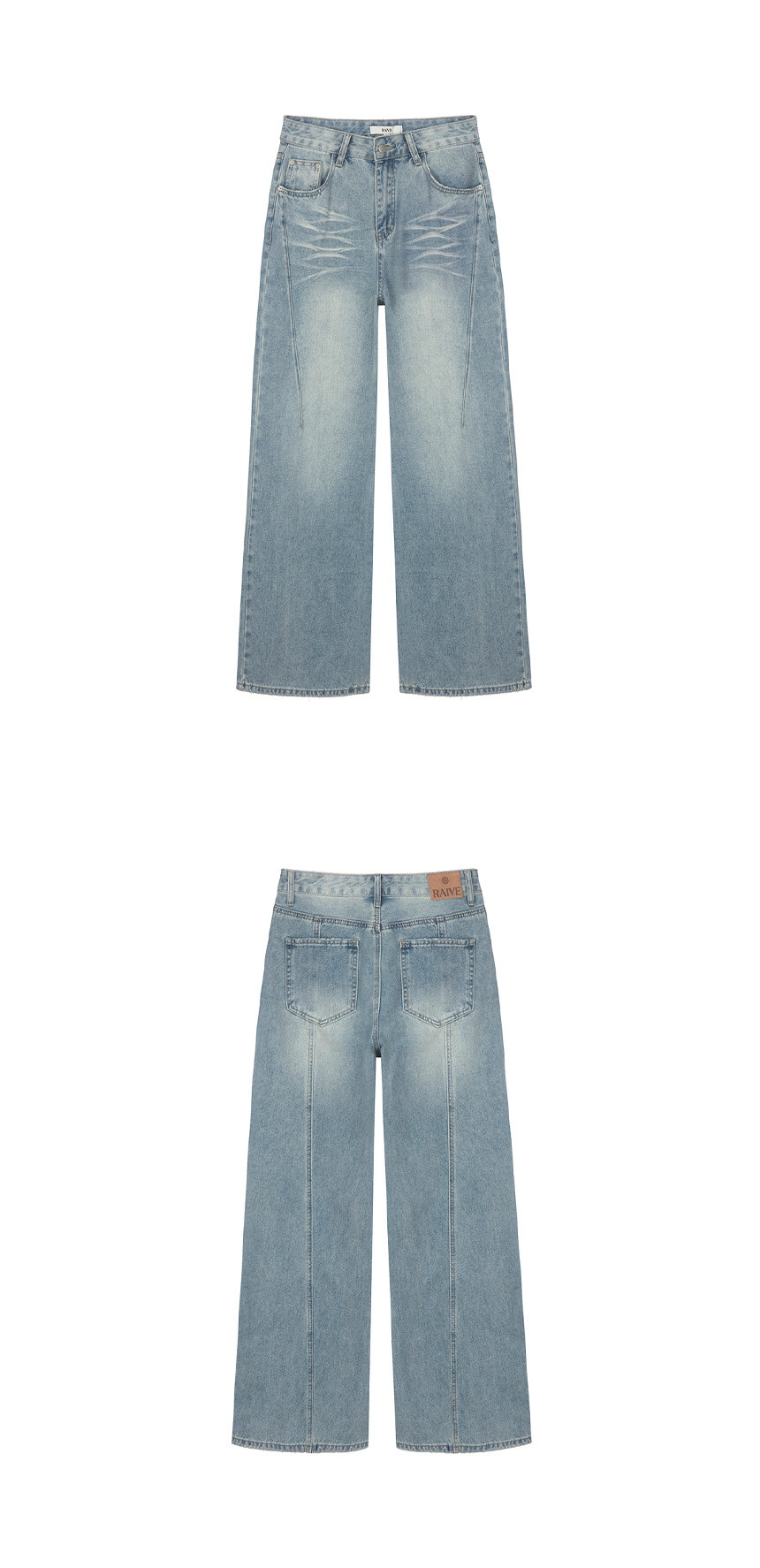 ★RAIVE★ Wide Denim Pants in L/Blue VJ4ML185AM Wide Denim Pants in L/Blue VJ4ML185-AM - 레이브