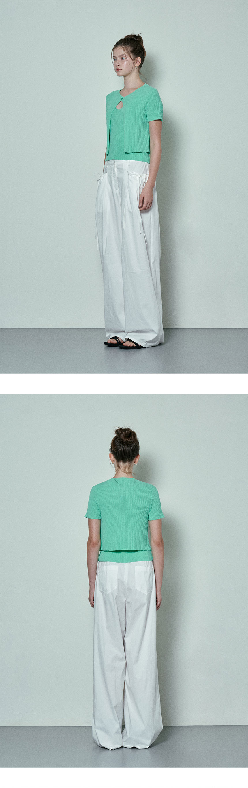 Sleeveless Set Knit Cardigan In Green Vk4md253 32 레이브 Sleeveless Set Knit Cardigan In Green Vk4md253 32 레이브