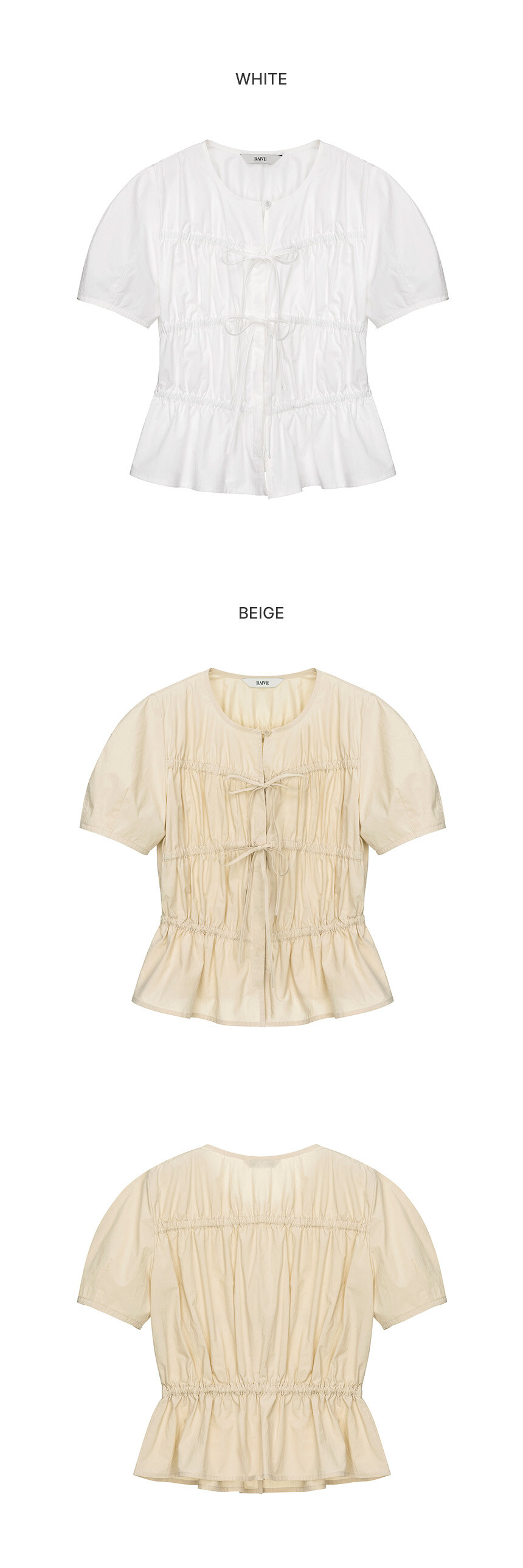 Ribbon Shirring Blouse VW5XB100_2color - RAIVE