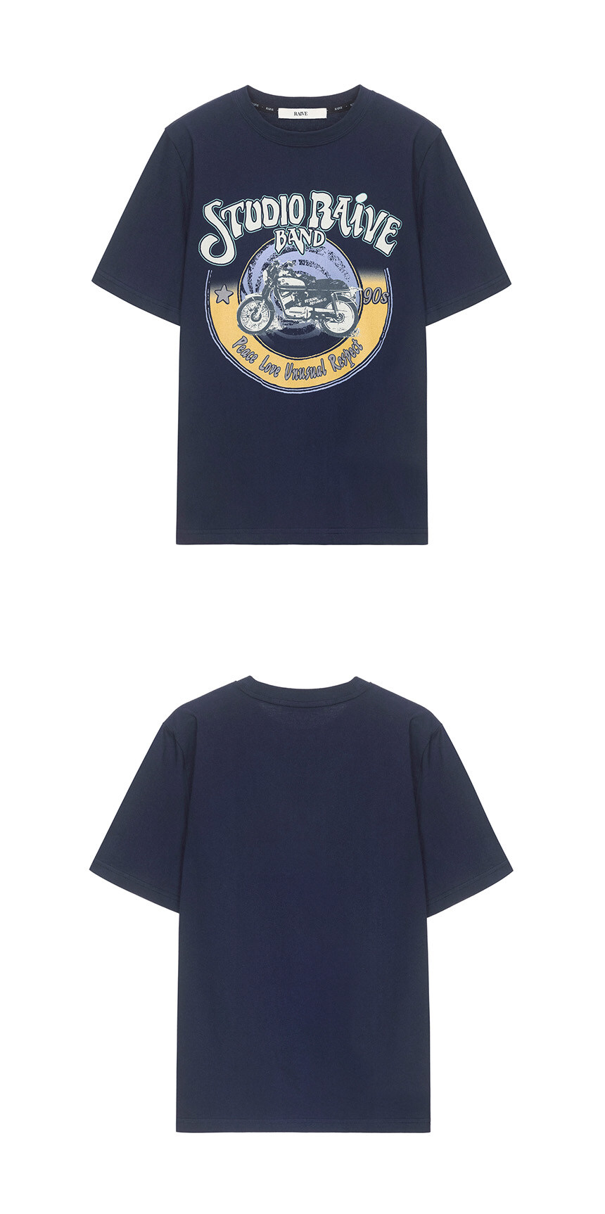 Bicycle Band T-Shirt in Navy VW4ME049-23 - 레이브