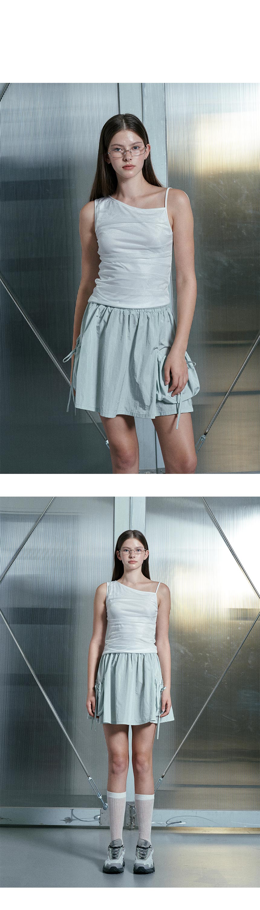 Big Pocket Mini Skirt in Silver VW4MS234-15 - 레이브 Big Pocket Mini Skirt in Silver VW4MS234-15 - 레이브