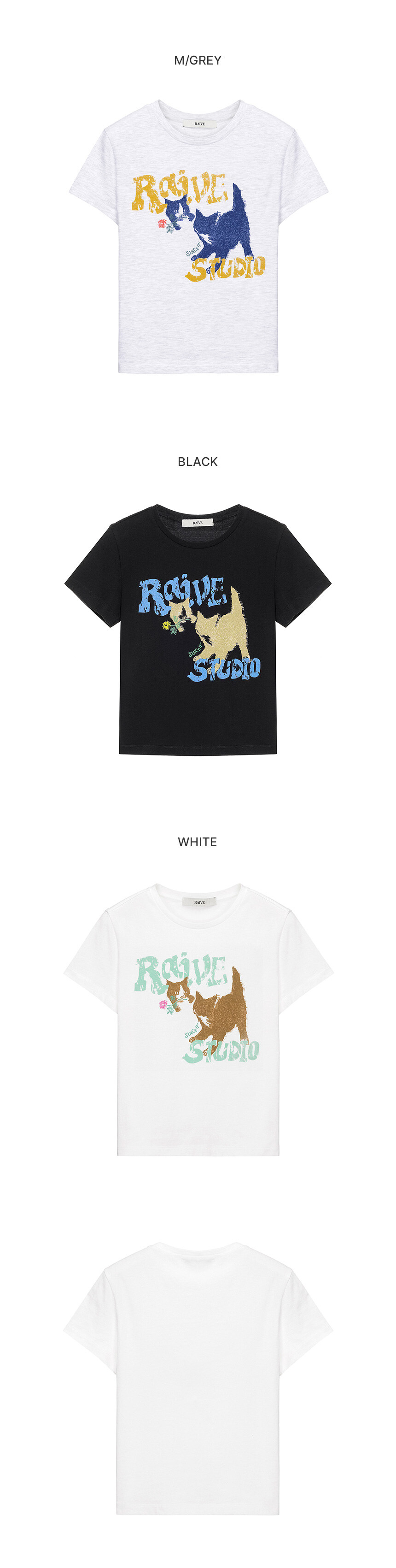 ●RAIVE● RAIVE Cat T-Shirt VW4ME042_3color RAIVE Cat T-Shirt VW4ME042_3color - 레이브