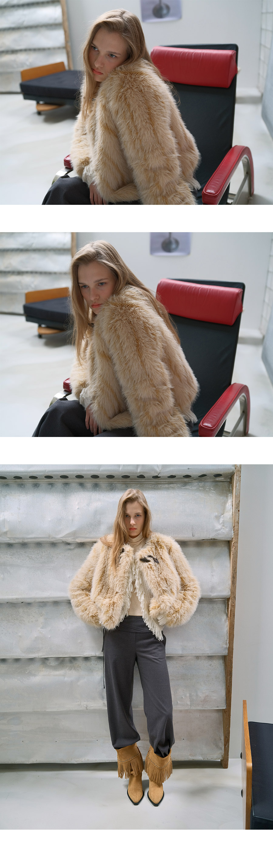 Duffel Fur Jacket in Beige VF5WJ101-91 | RAIVE
