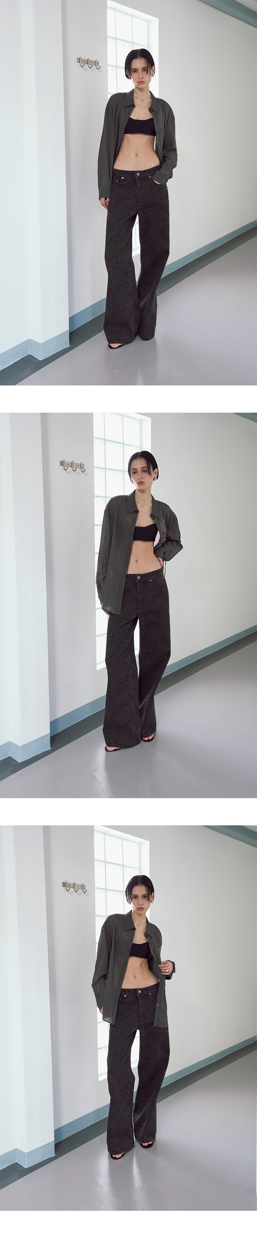 Leopard Denim Pants in Black VJ5SL405-10 - RAIVE